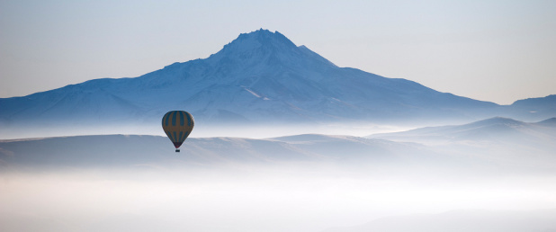 Valentine's Day A hot air balloon above the clouds