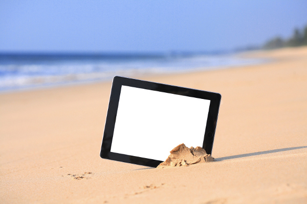 tablet on beach