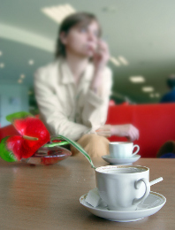 Woman alone at restaurant