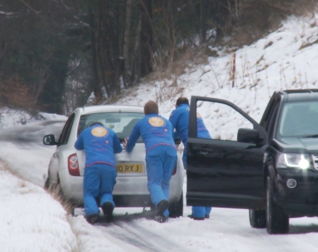 During training, their car often got stuck in the snow
