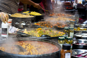 Exotic Food Pots of spicy Indian food